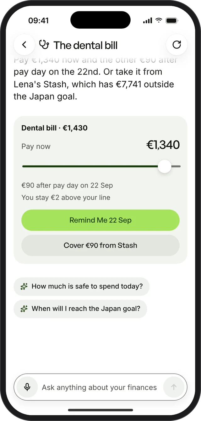 Answer that splits a dental bill across pay day