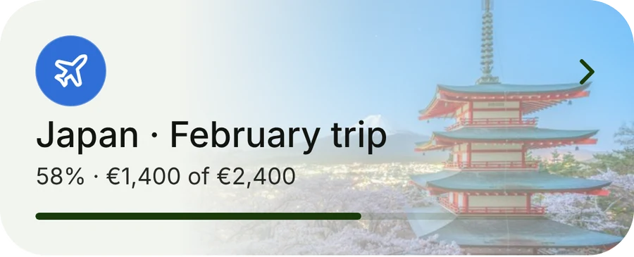 Japan goal card with a photo of a pagoda