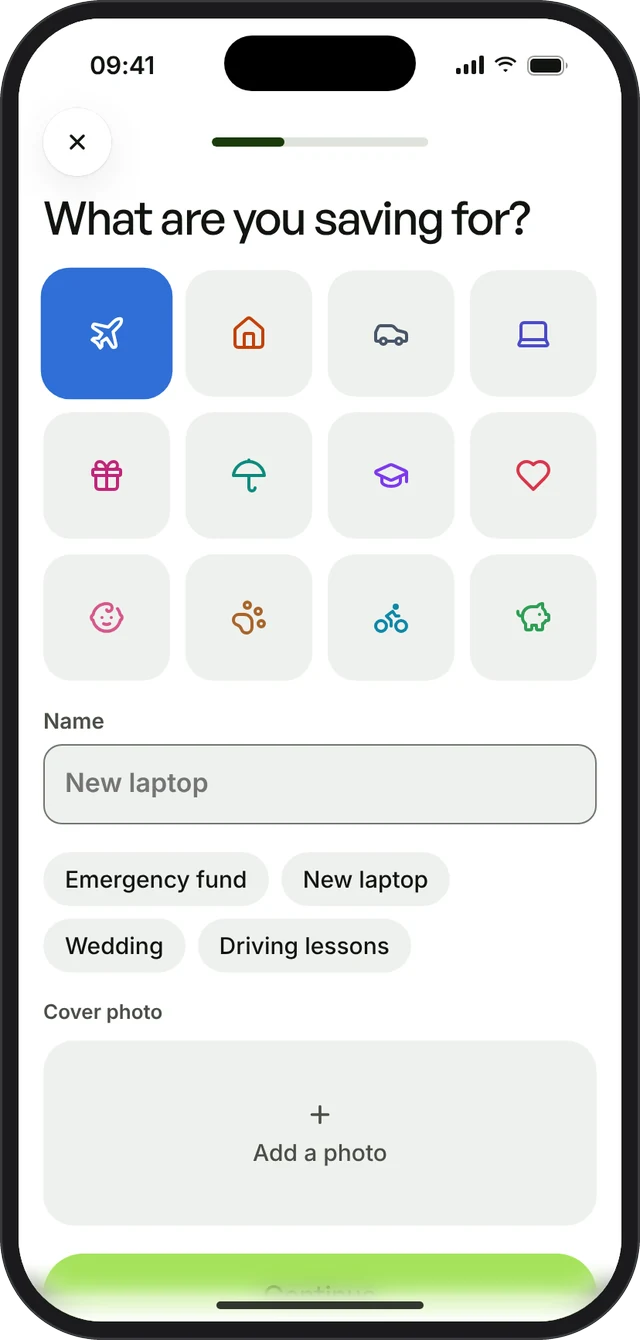 New goal with an icon grid and photo picker
