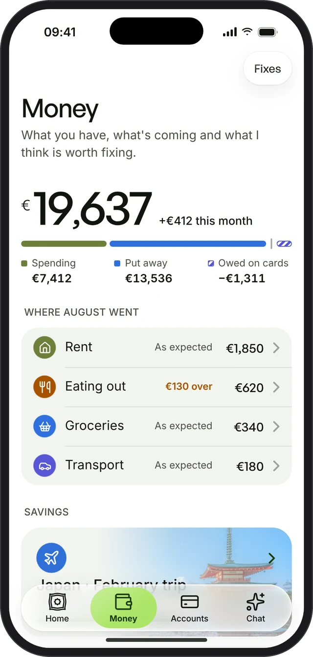 Money tab in light mode
