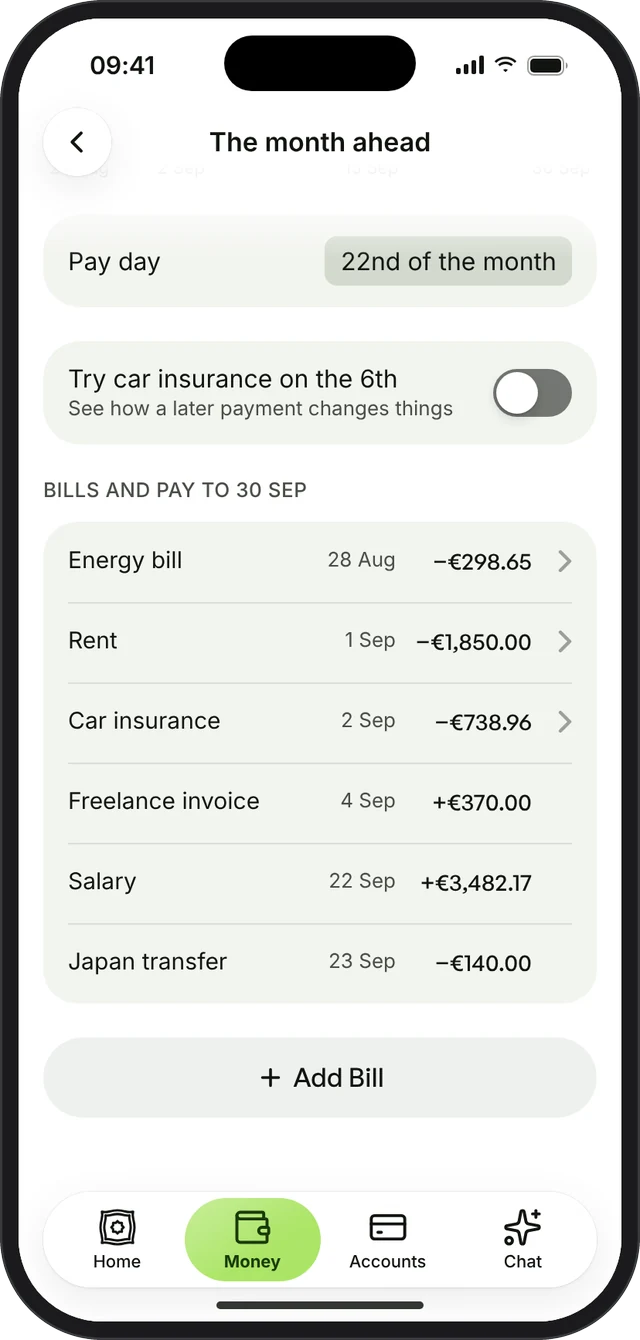 Bills and pay to 30 September