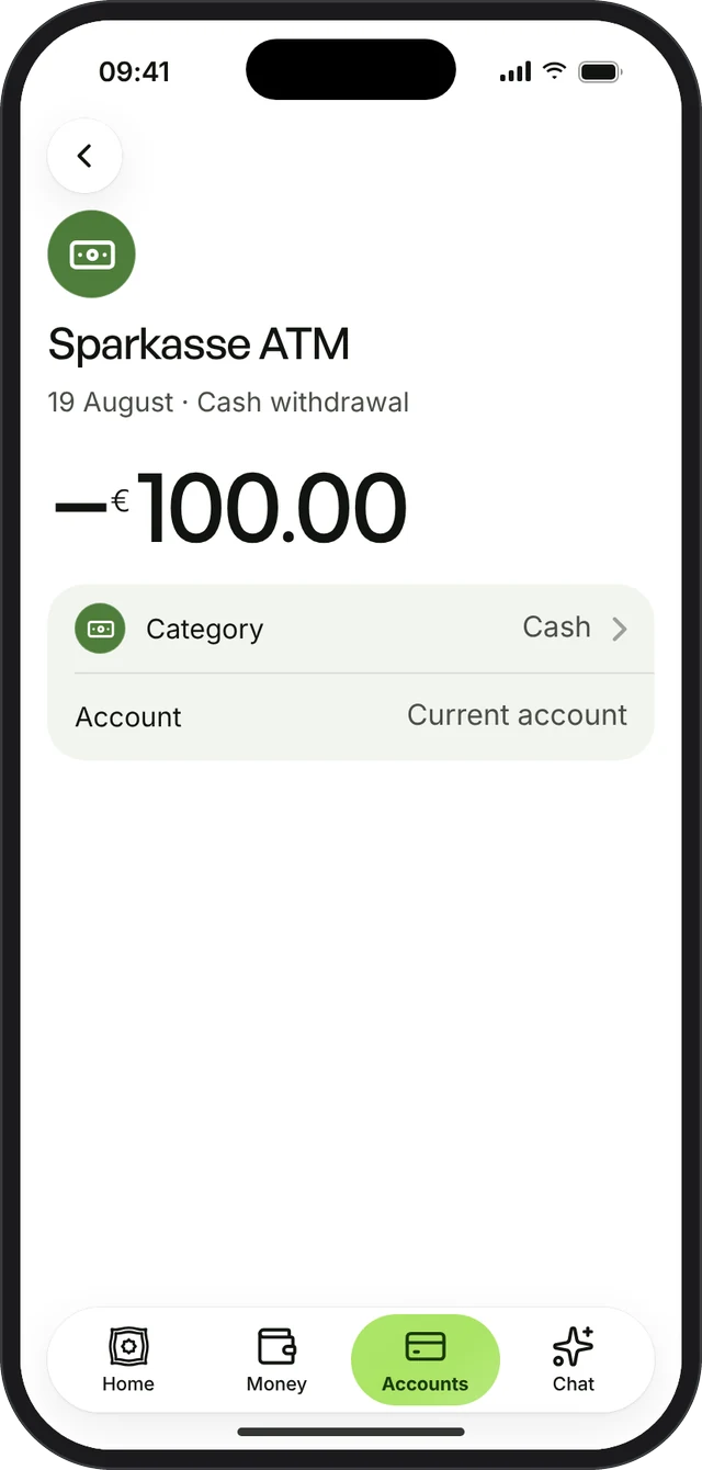A €100 cash withdrawal